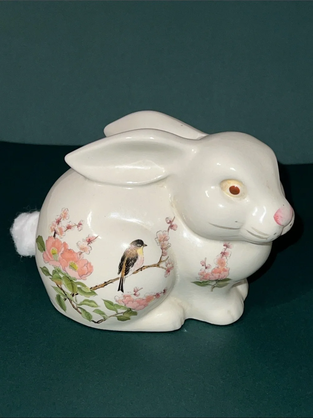 Vintage East Wind San Francisco Ceramic Bunny Cotton Ball Dispenser Japan